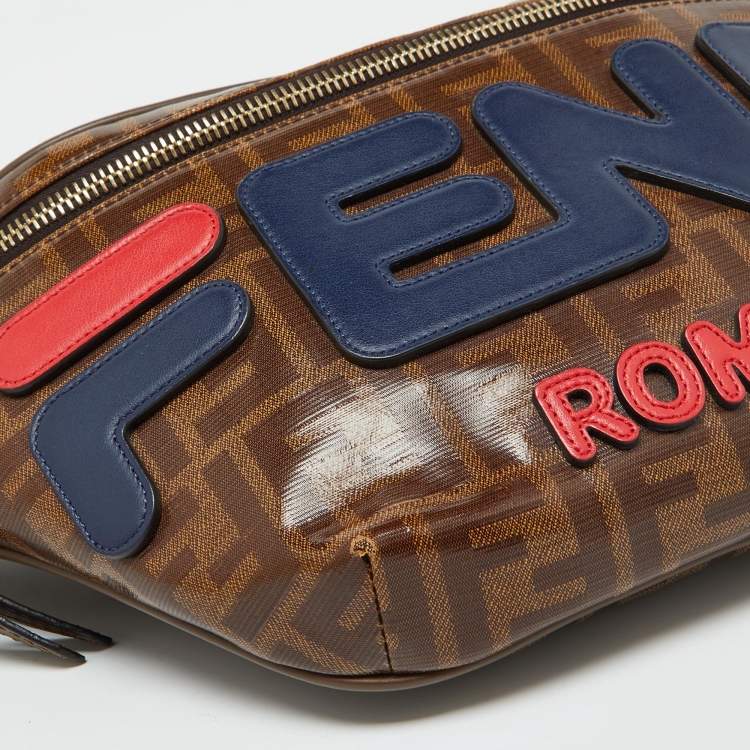 Pre Owned Fendi x Fila Brown Zucca Coated Canvas Mania Belt Bag