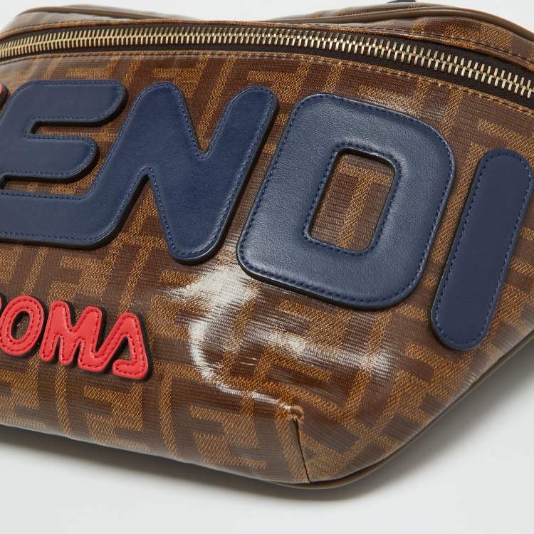 Pre Owned Fendi x Fila Brown Zucca Coated Canvas Mania Belt Bag