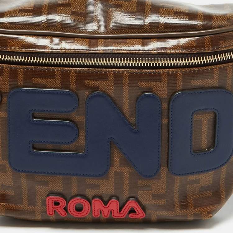 Pre Owned Fendi x Fila Brown Zucca Coated Canvas Mania Belt Bag
