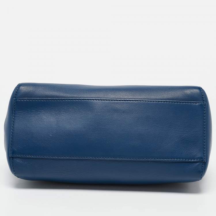 Pre Owned Fendi Blue/Pink Leather Mini Peekaboo Top Handle Bag