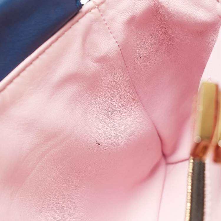 Pre Owned Fendi Blue/Pink Leather Mini Peekaboo Top Handle Bag