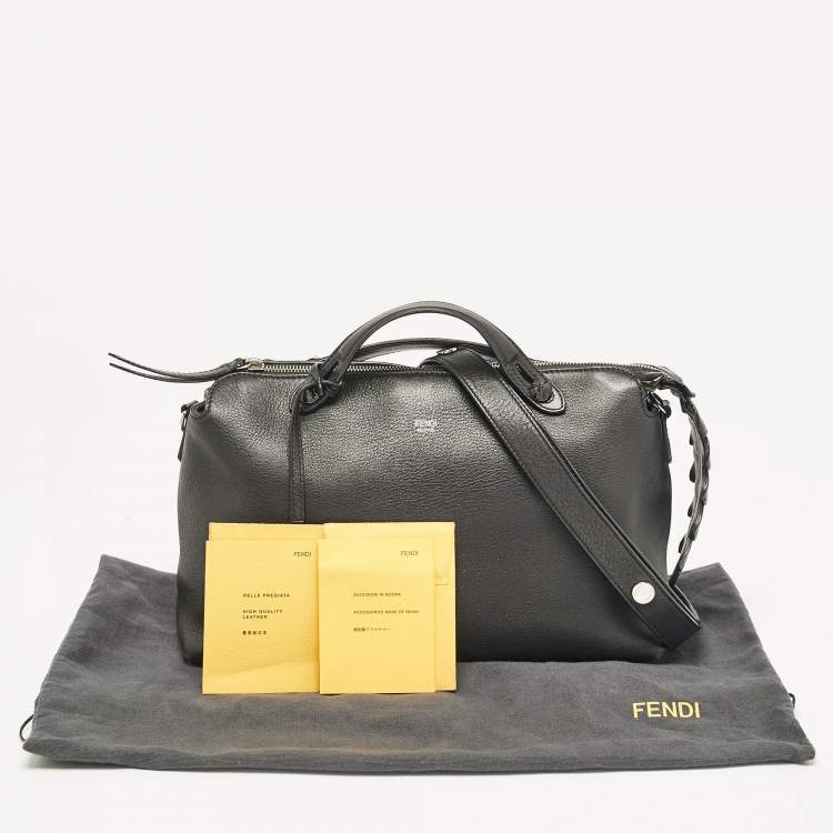 Pre Owned Fendi Black Leather Large By The Way Boston Bag