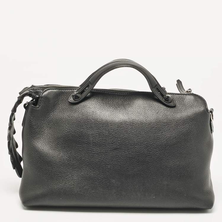 Pre Owned Fendi Black Leather Large By The Way Boston Bag