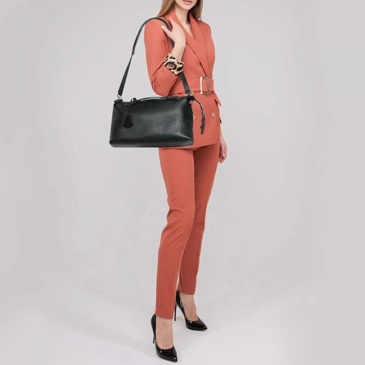 Pre Owned Fendi Black Leather Large By The Way Boston Bag