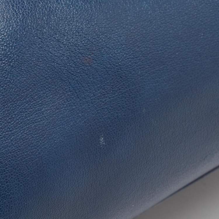 Pre Owned Fendi Navy Blue Leather Mini Peekaboo Top Handle Bag