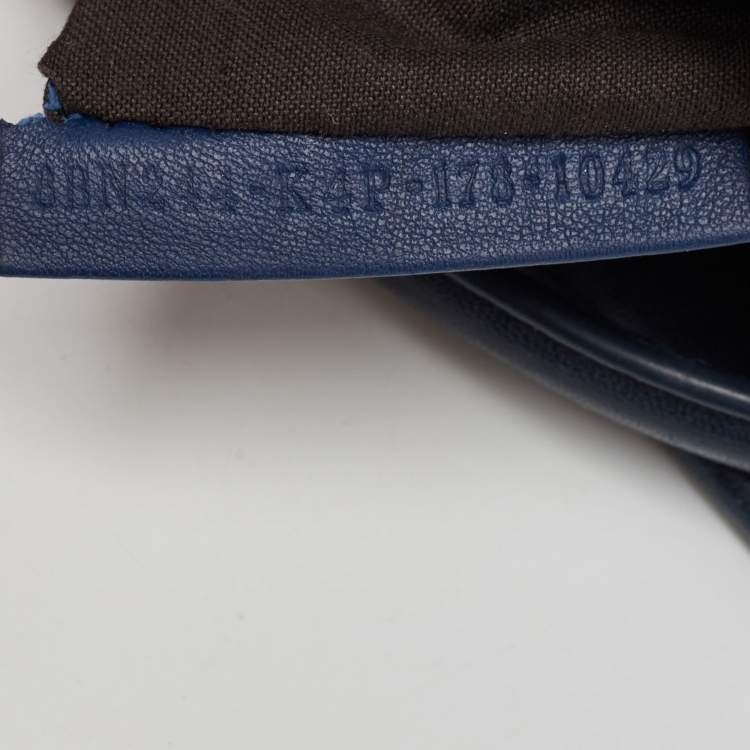 Pre Owned Fendi Navy Blue Leather Mini Peekaboo Top Handle Bag