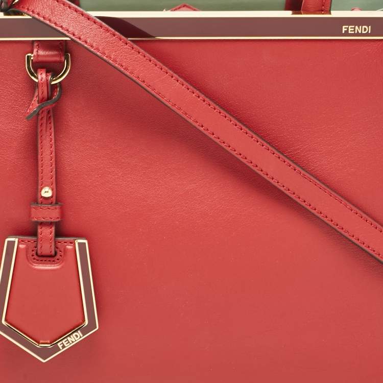 Pre Owned Fendi Red Leather Petite Sac 2jours Tote