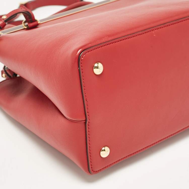 Pre Owned Fendi Red Leather Petite Sac 2jours Tote