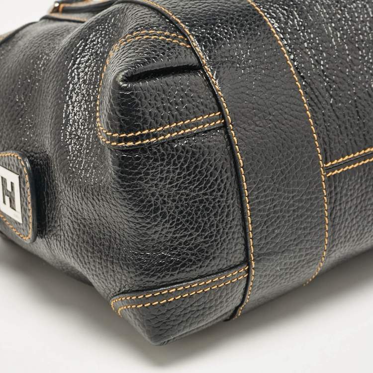 Pre Owned Fendi Black Leather Bauletto Boston Bag