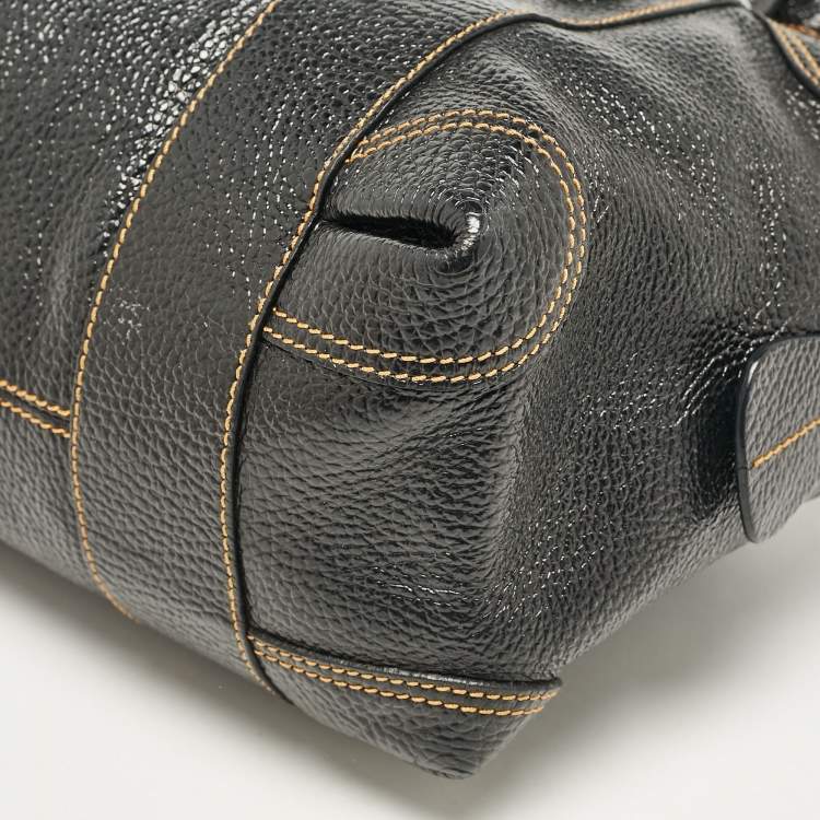 Pre Owned Fendi Black Leather Bauletto Boston Bag