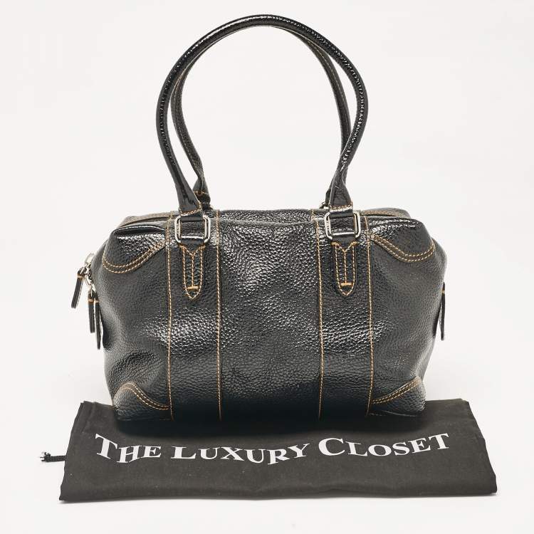 Pre Owned Fendi Black Leather Bauletto Boston Bag