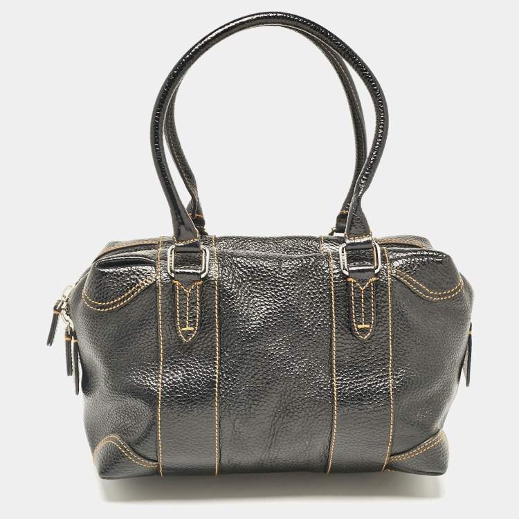 Pre Owned Fendi Black Leather Bauletto Boston Bag