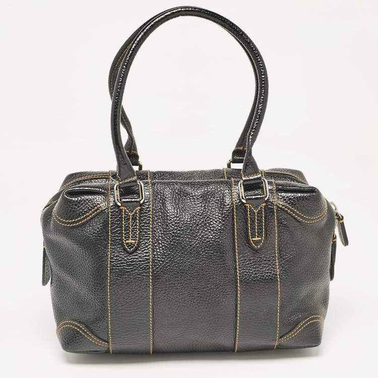 Pre Owned Fendi Black Leather Bauletto Boston Bag