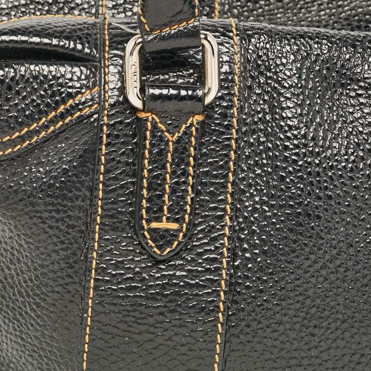Pre Owned Fendi Black Leather Bauletto Boston Bag