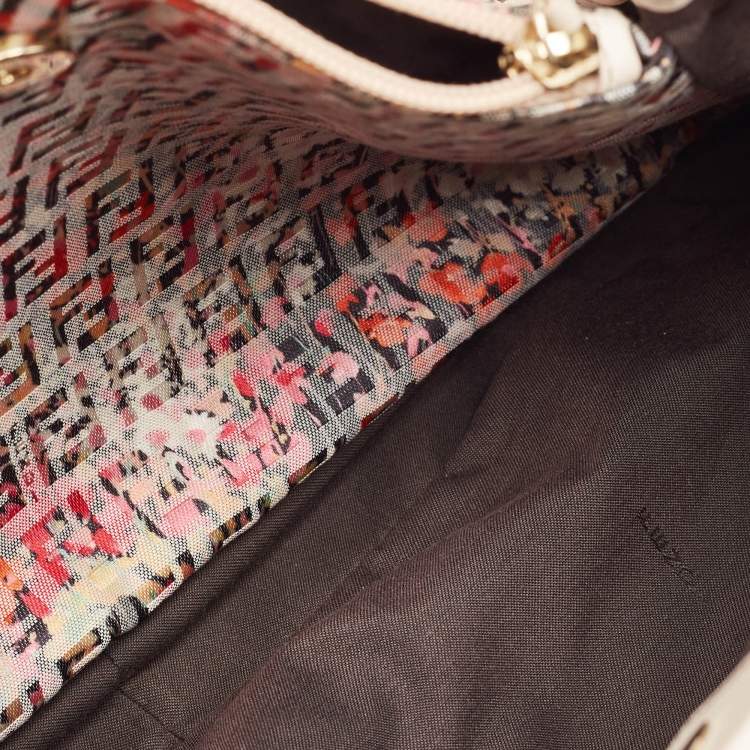 Pre Owned Fendi Multicolor Zucchino Fabric and Leather Charm Shoulder Bag