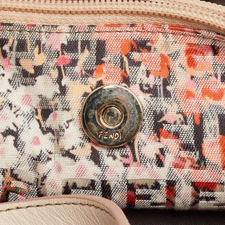 Pre Owned Fendi Multicolor Zucchino Fabric and Leather Charm Shoulder Bag