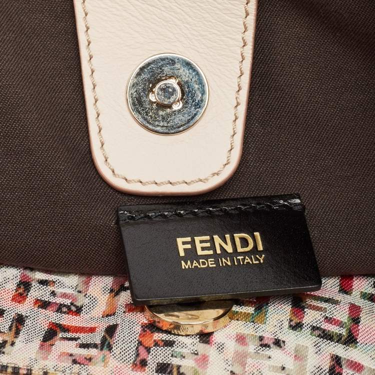 Pre Owned Fendi Multicolor Zucchino Fabric and Leather Charm Shoulder Bag