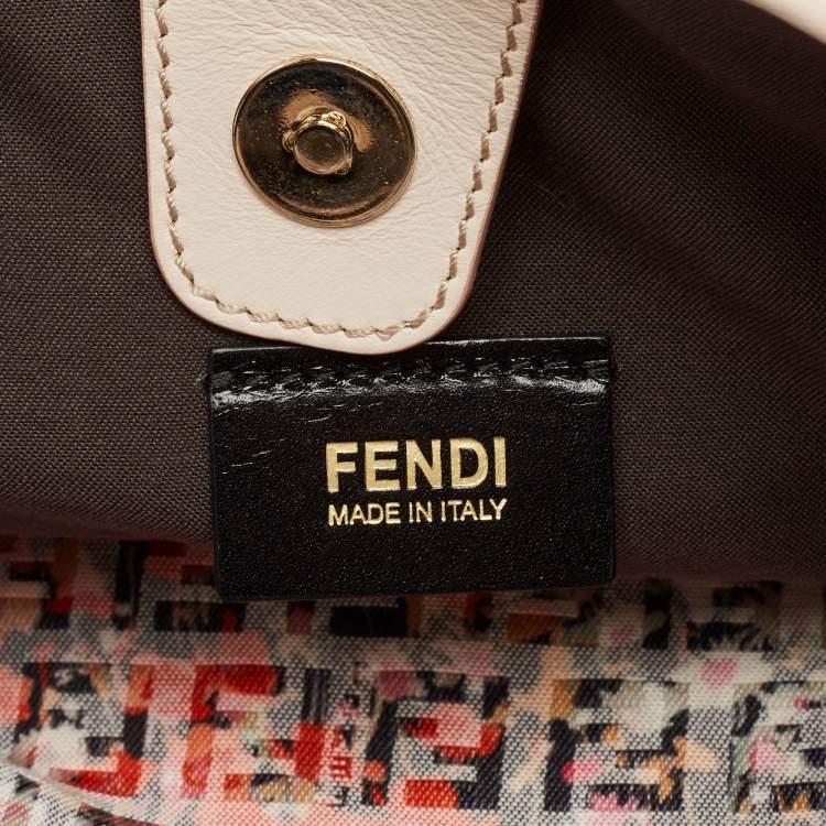 Pre Owned Fendi Multicolor Zucchino Fabric and Leather Charm Shoulder Bag