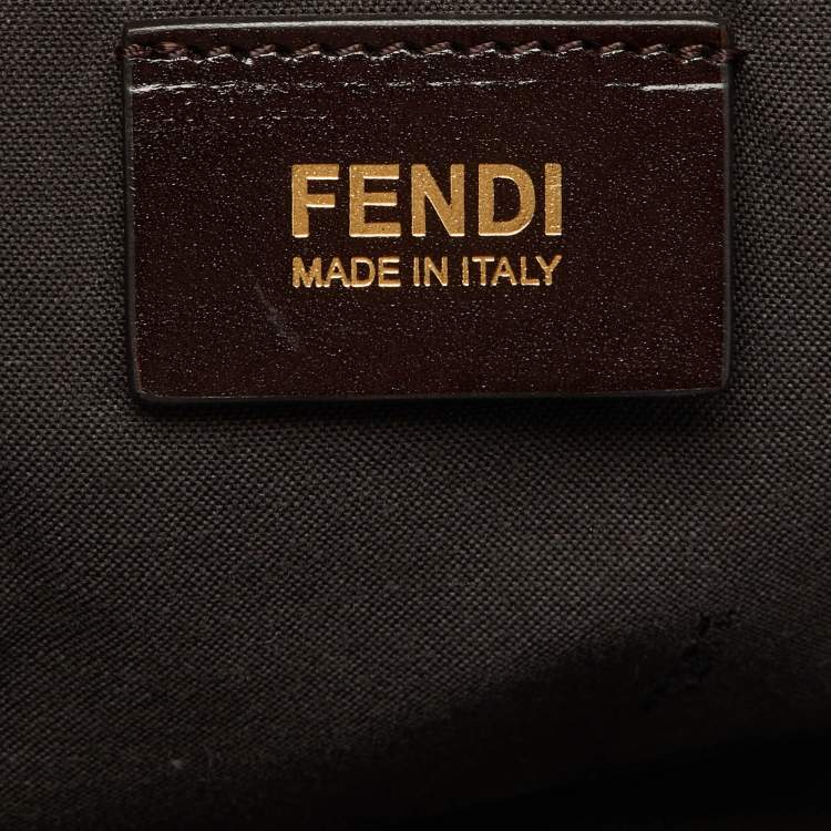 Pre Owned Fendi Metallic Blue Nubuck Leather FF Tote