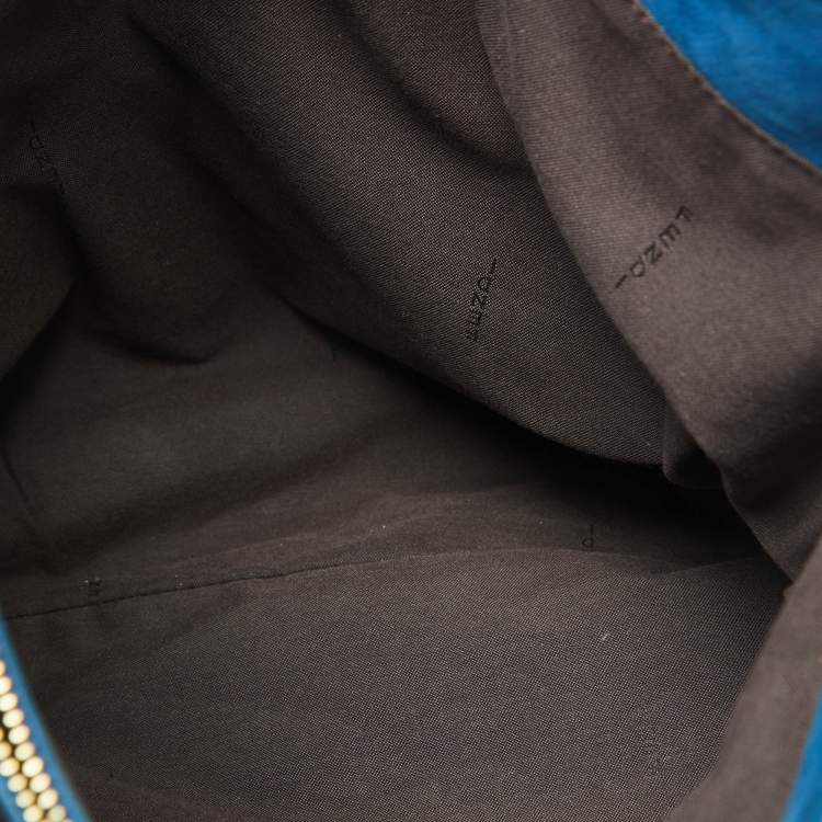 Pre Owned Fendi Metallic Blue Nubuck Leather FF Tote