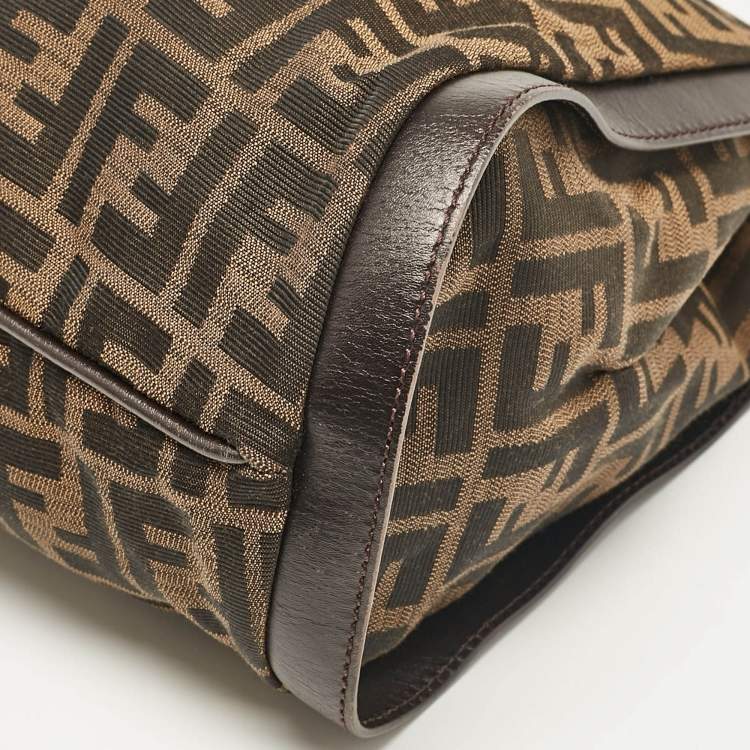 Pre Owned Fendi Tobacco Zucca Canvas and Leather Chef Tote