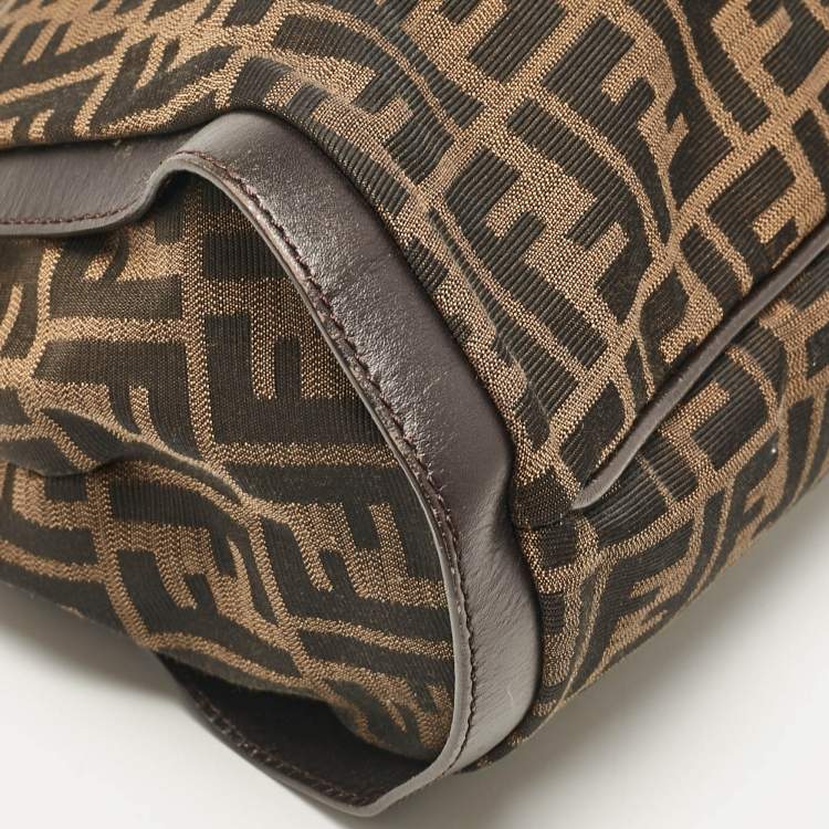 Pre Owned Fendi Tobacco Zucca Canvas and Leather Chef Tote
