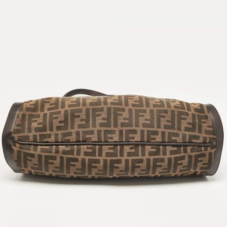 Pre Owned Fendi Tobacco Zucca Canvas and Leather Chef Tote