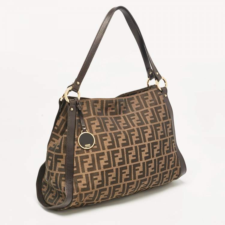 Pre Owned Fendi Tobacco Zucca Canvas and Leather Chef Tote