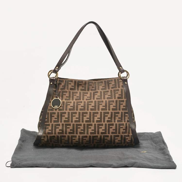 Pre Owned Fendi Tobacco Zucca Canvas and Leather Chef Tote