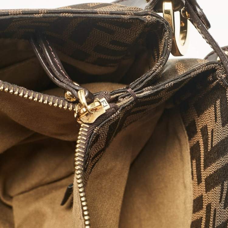 Pre Owned Fendi Tobacco Zucca Canvas and Leather Chef Tote