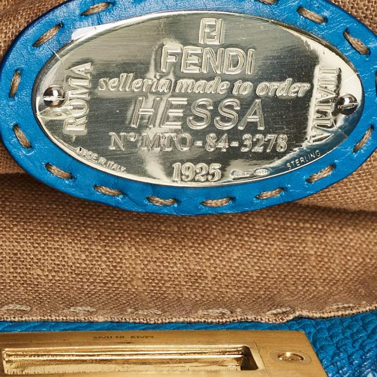 Pre Owned Fendi Blue Leather Large Peekaboo Top Handle Bag
