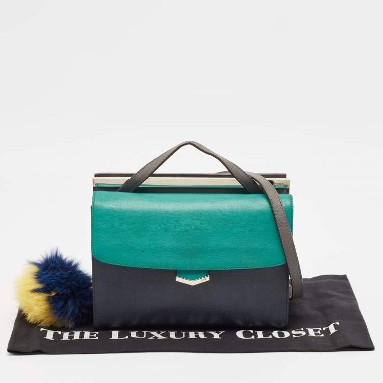 Pre Owned Fendi Tricolor Leather Small Demi Jour Top Handle Bag