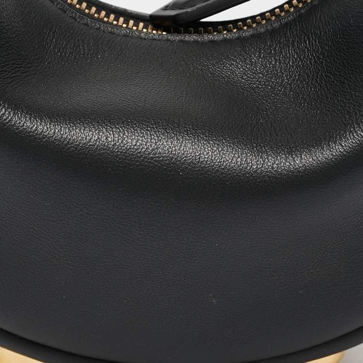 Pre Owned Fendi Black Leather Nano Fendigraphy Hobo