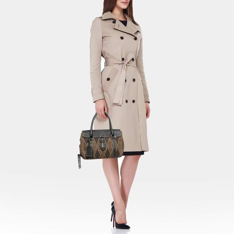 Pre Owned Fendi Brown/Beige Logo Fabric and Selleria Leather Linda Satchel