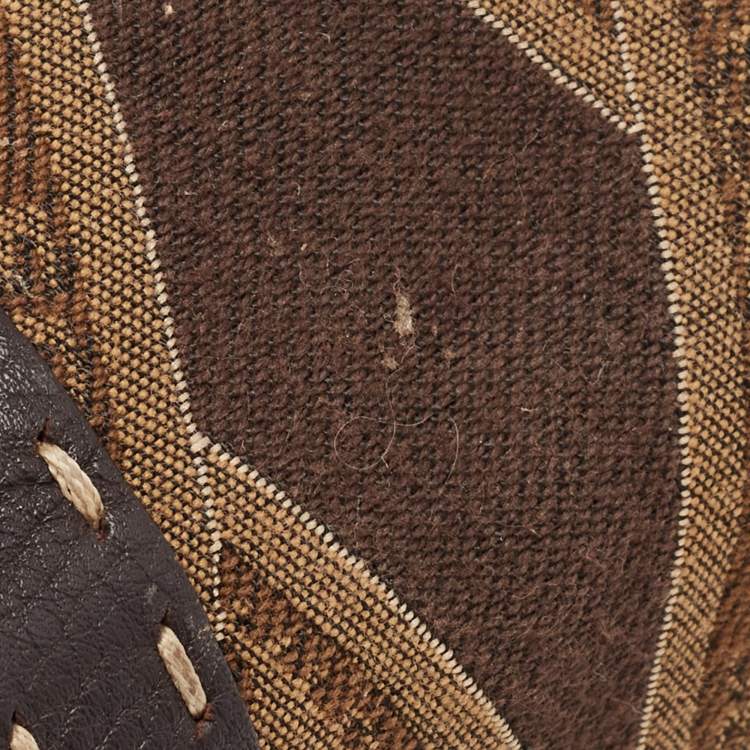 Pre Owned Fendi Brown/Beige Logo Fabric and Selleria Leather Linda Satchel