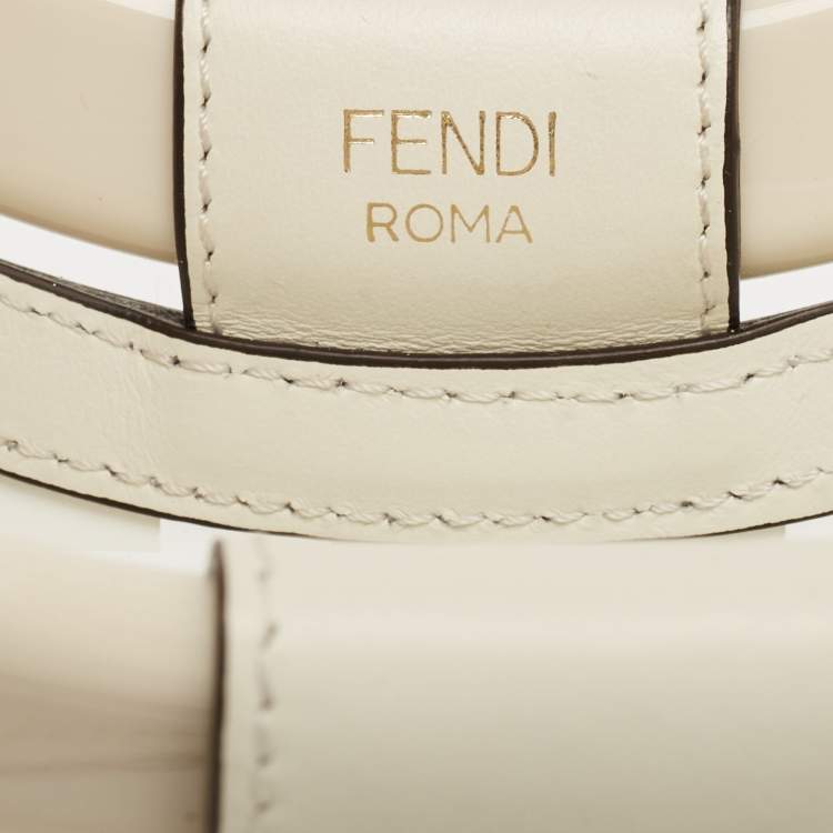 Pre Owned Fendi Transparent/Off White Zucca PVC and Leather Small Runaway Shopper Tote