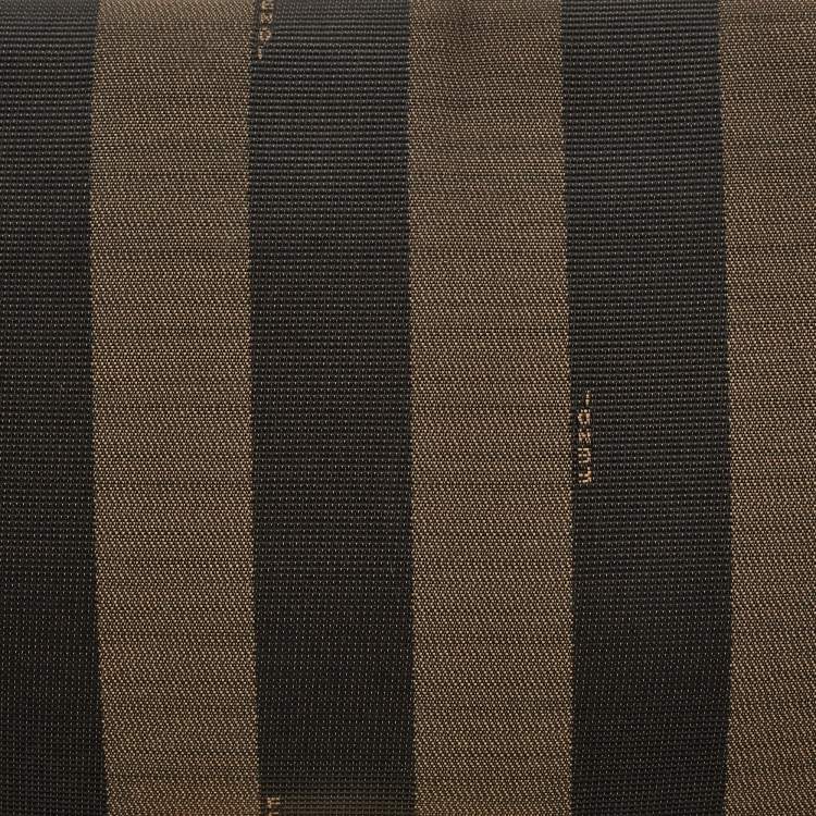 Pre Owned Fendi Tobacco Pequin Stripe Canvas Large Claudia Shoulder Bag