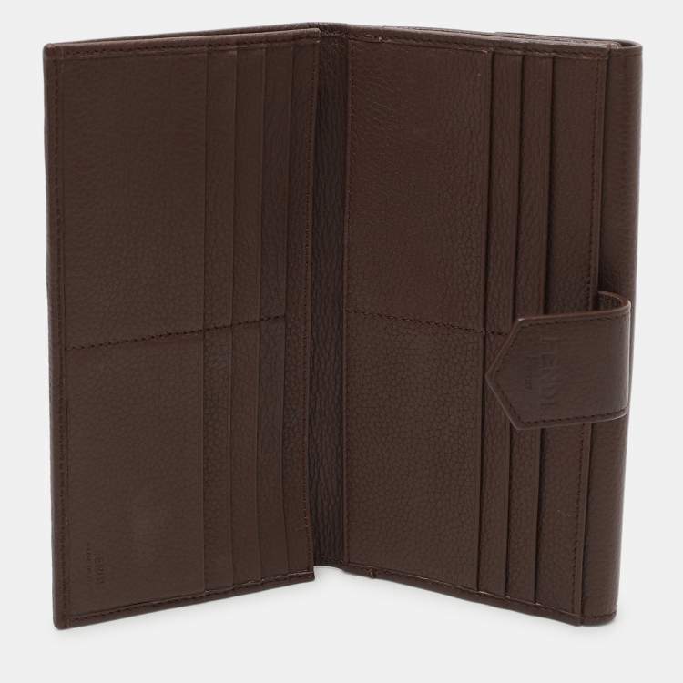Pre Owned Fendi Tobacco Zucca Canvas and Leather Turnlock Flap Continental Wallet