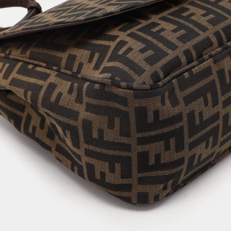 Pre Owned Fendi Tobacco Zucca Canvas Flap Crossbody Bag