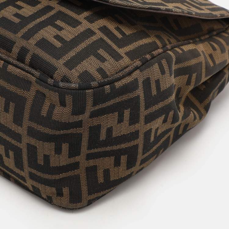 Pre Owned Fendi Tobacco Zucca Canvas Flap Crossbody Bag