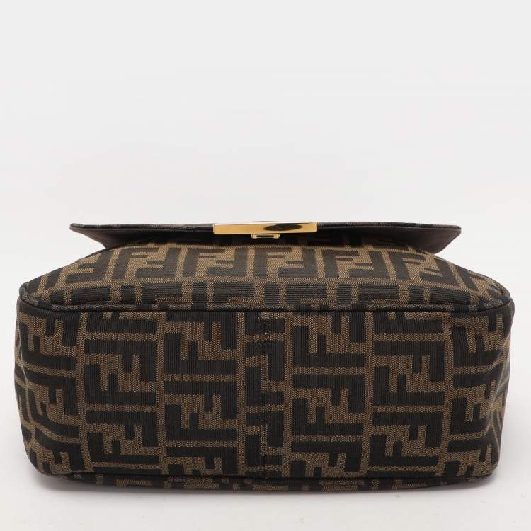 Pre Owned Fendi Tobacco Zucca Canvas Flap Crossbody Bag