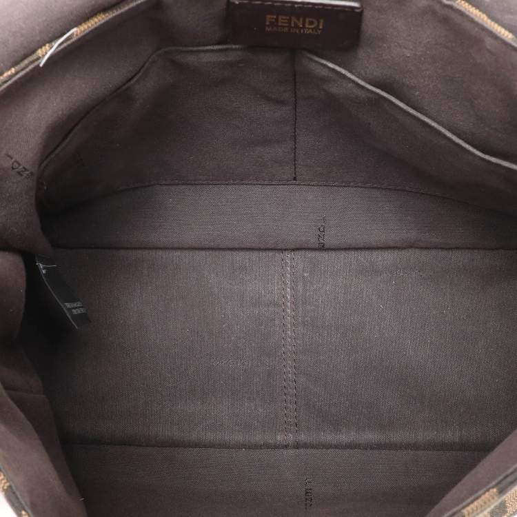 Pre Owned Fendi Tobacco Zucca Canvas Flap Crossbody Bag