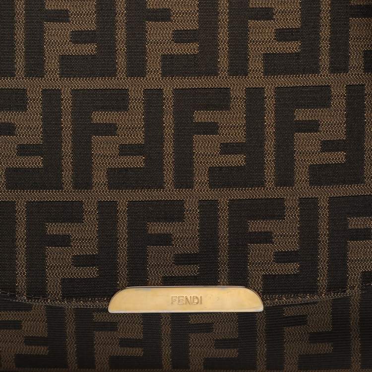 Pre Owned Fendi Tobacco Zucca Canvas Flap Crossbody Bag