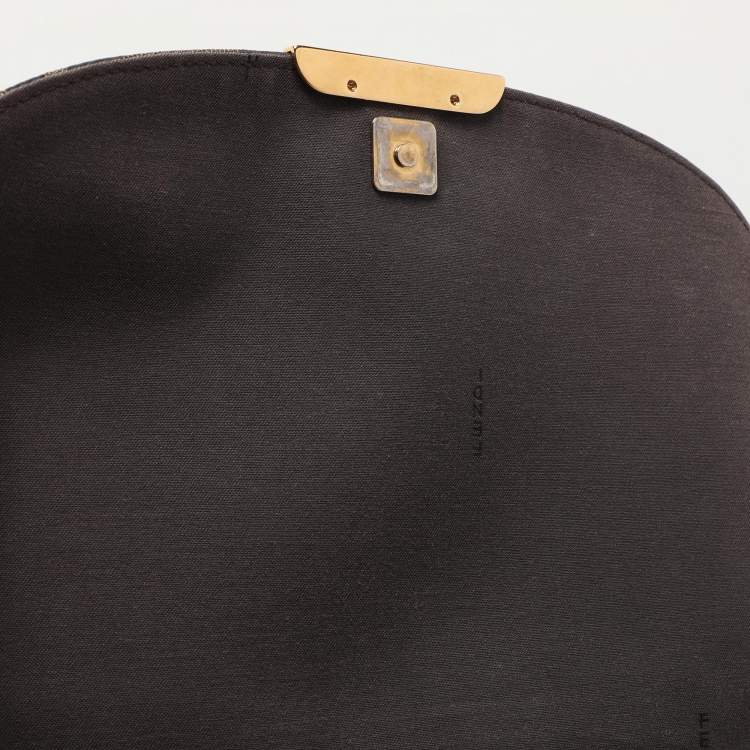 Pre Owned Fendi Tobacco Zucca Canvas Flap Crossbody Bag