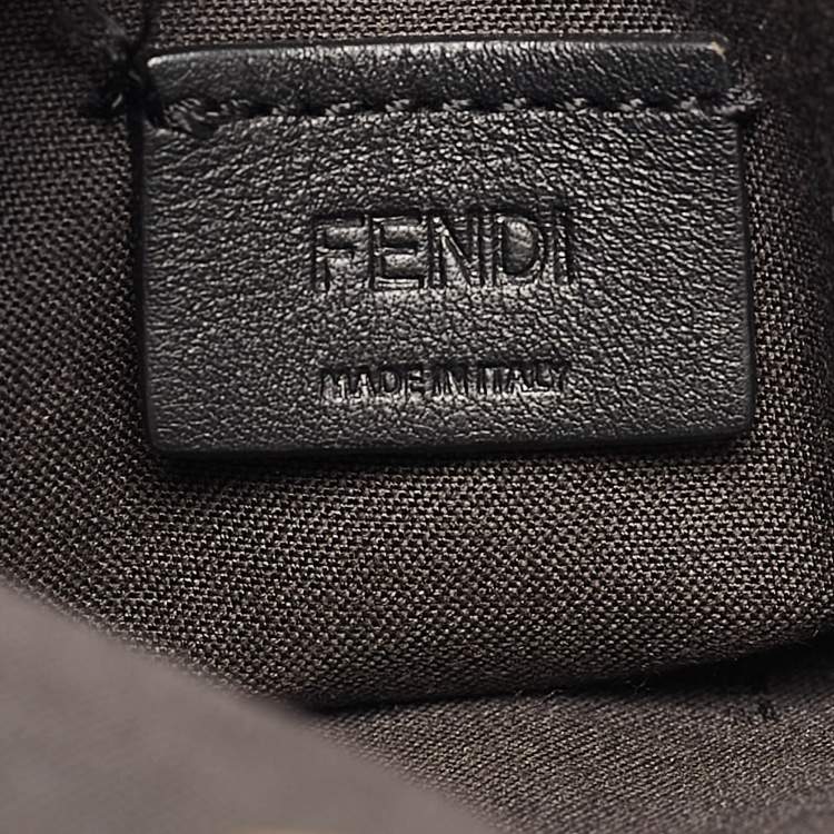 Pre Owned Fendi Tobacco/Black Zucca Embossed Leather FF Wallet On Chain