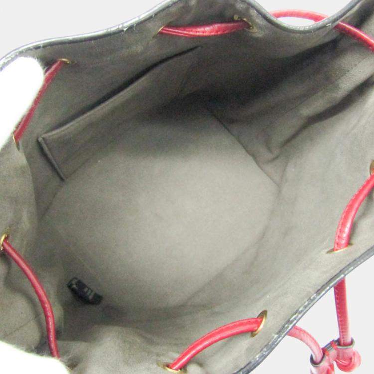 Pre Owned Fendi Red Leather Mon Tresor Bucket Bag
