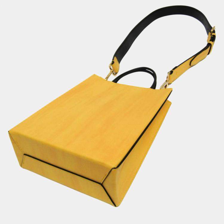 Pre Owned Fendi Yellow Leather Roma Shopping Bag