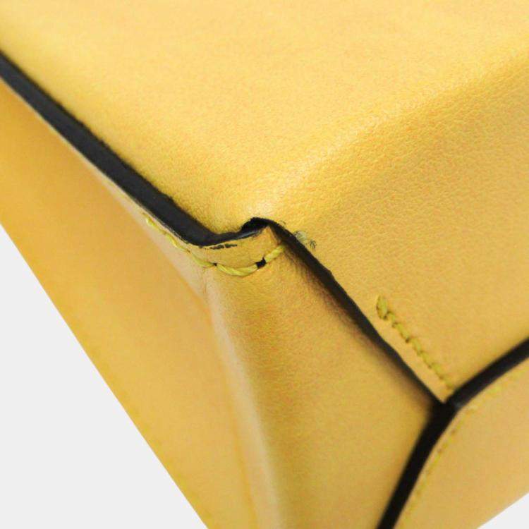 Pre Owned Fendi Yellow Leather Roma Shopping Bag