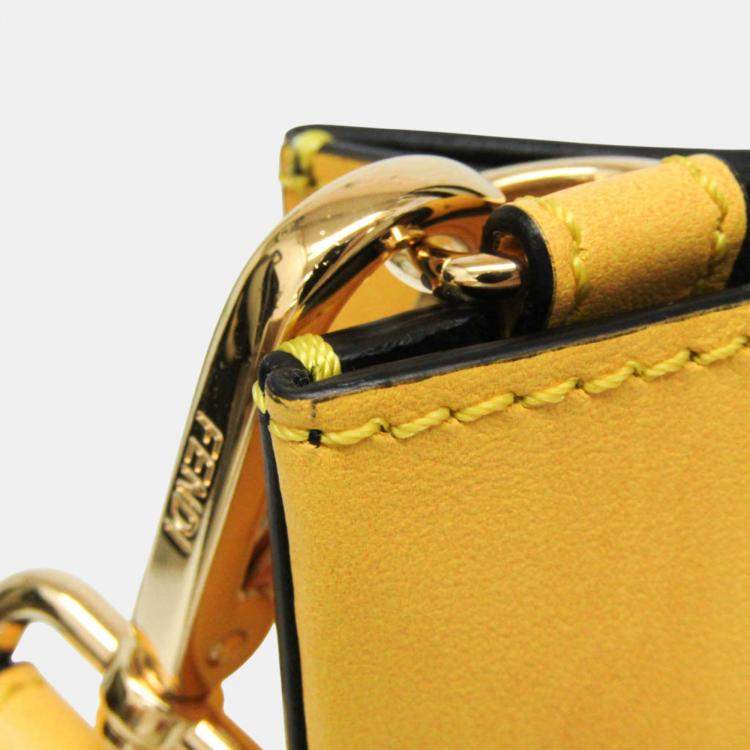 Pre Owned Fendi Yellow Leather Roma Shopping Bag