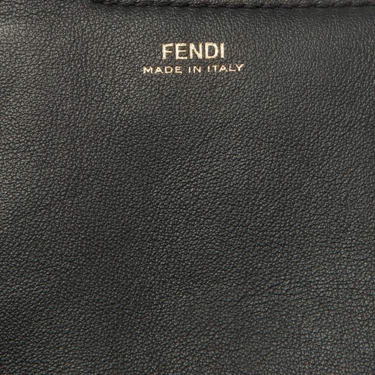 Pre Owned Fendi Black/Tobacco Zucca Coated Canvas and Leather Business 3 Pocket Crossbody Bag
